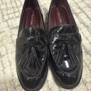 Franco Sarto Glossy Black Tassel Loafers